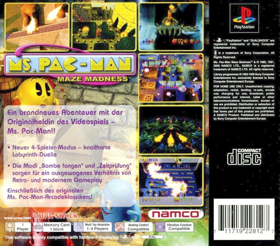 Contraportada de Ms Pac-Man - Maze Madness · DE