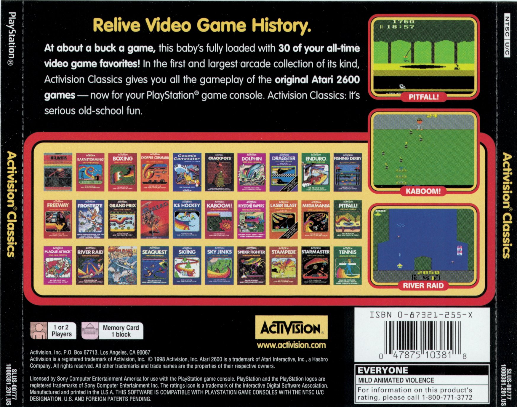 Contraportada de Activision Classics · US