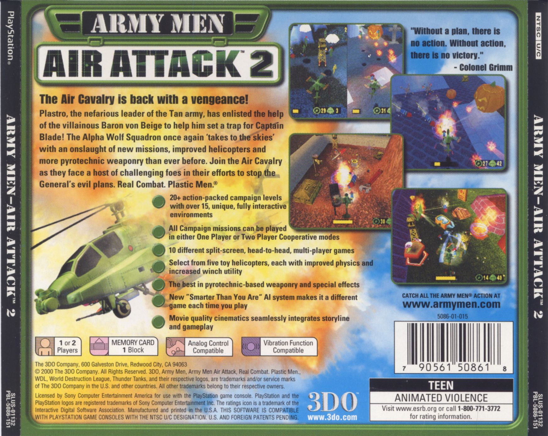 Contraportada de Army Men Air Attack 2 · US