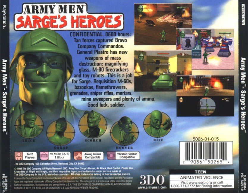 Contraportada de Army Men Sarge's Heroes · US