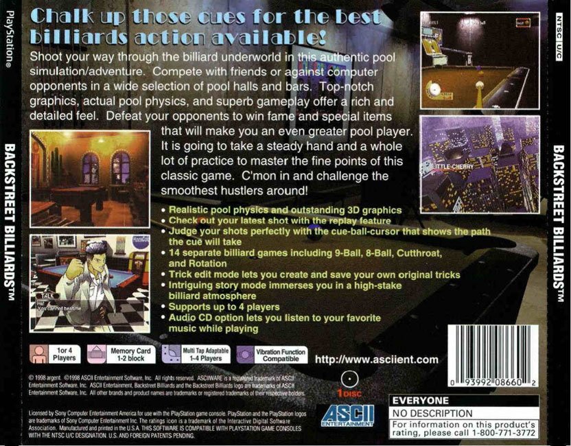 Contraportada de Backstreet Billiards · US