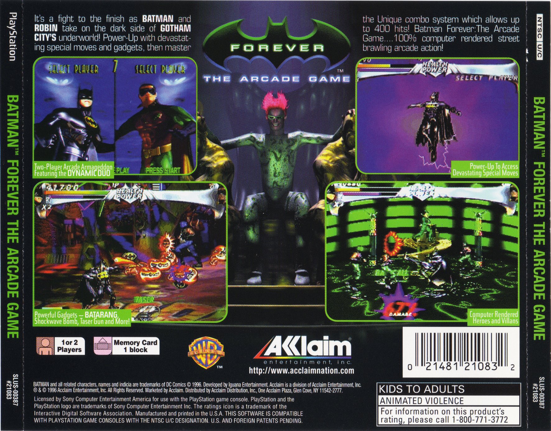 Contraportada de Batman Forever - The Arcade Game · US