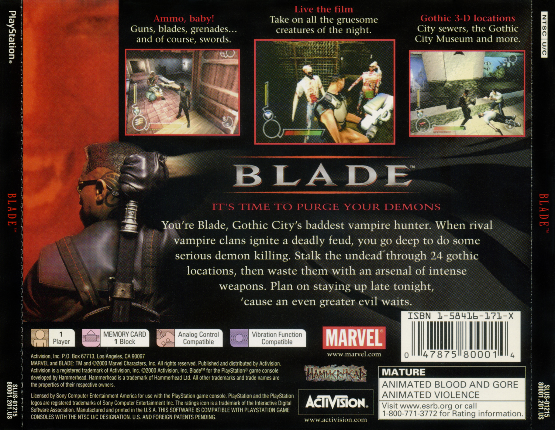 Contraportada de Blade · US