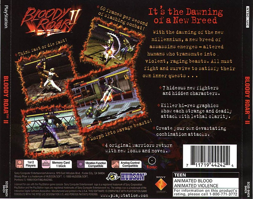 Contraportada de Bloody Roar 2 · US
