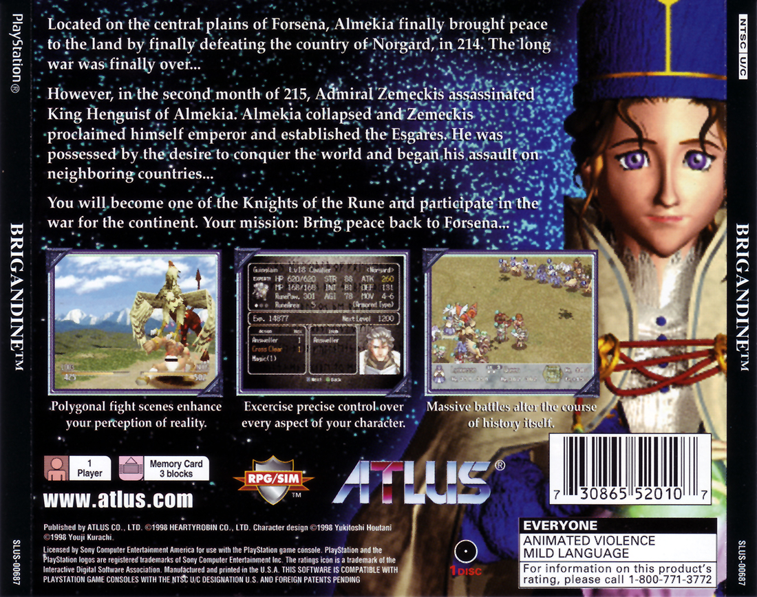 Contraportada de Brigandine: The Legend of Forsena · US