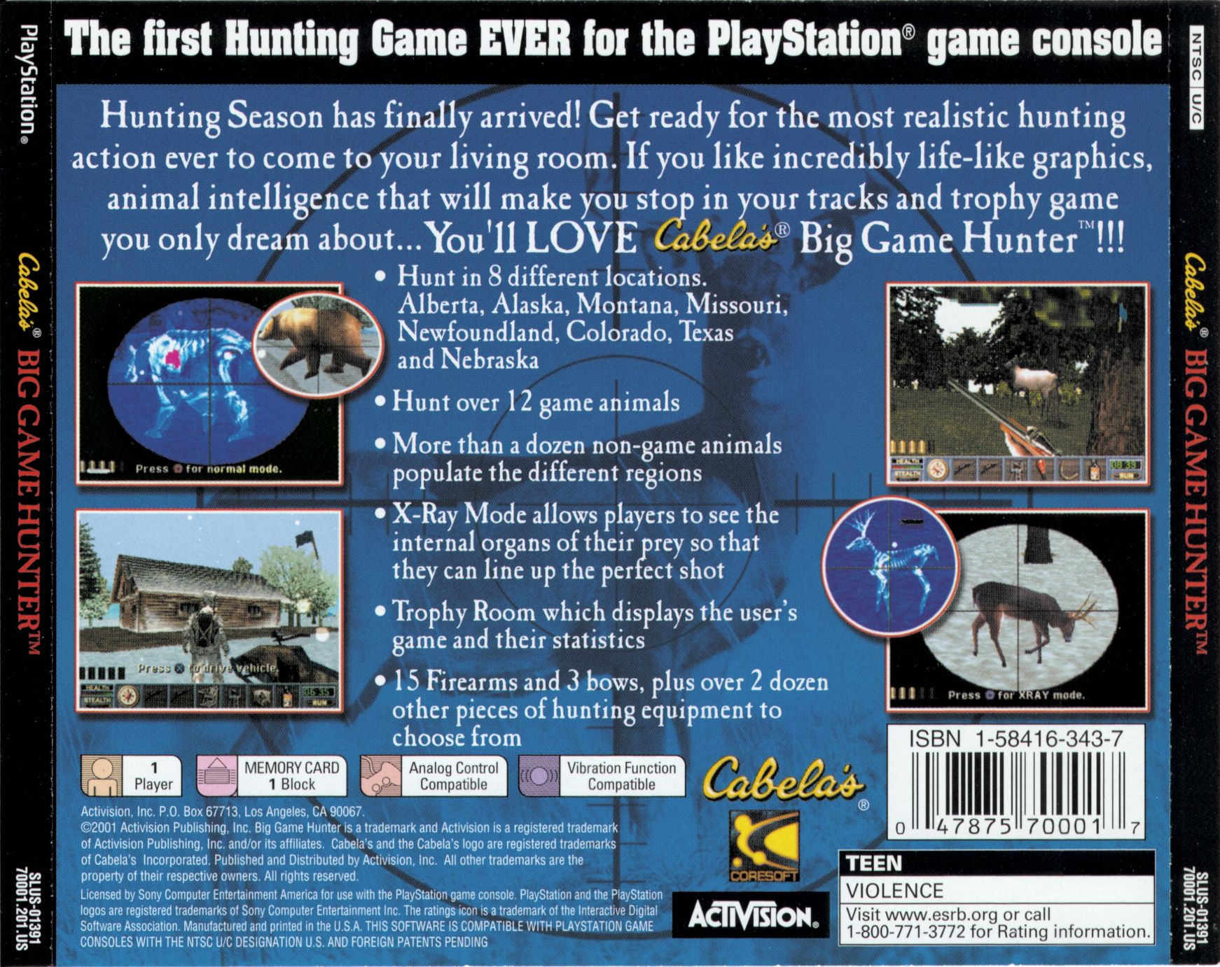Contraportada de Cabela's Big Game Hunter - Ultimate Challenge · US