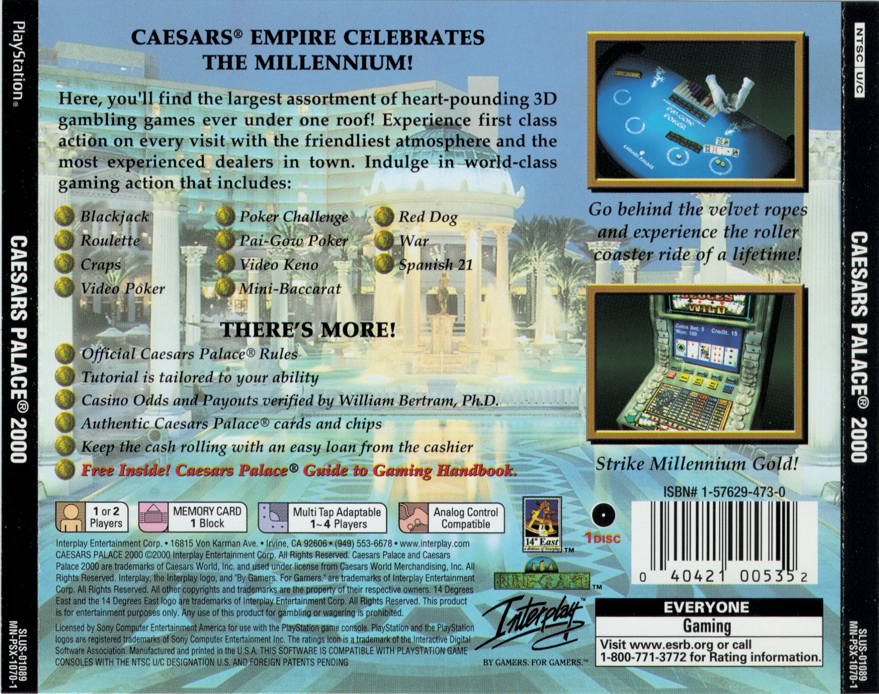 Contraportada de Caesars Palace 2000: Millennium Gold Edition · US