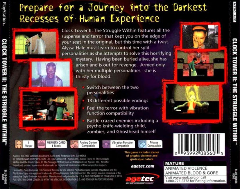 Contraportada de Clock Tower 2 - The Struggle Within · US
