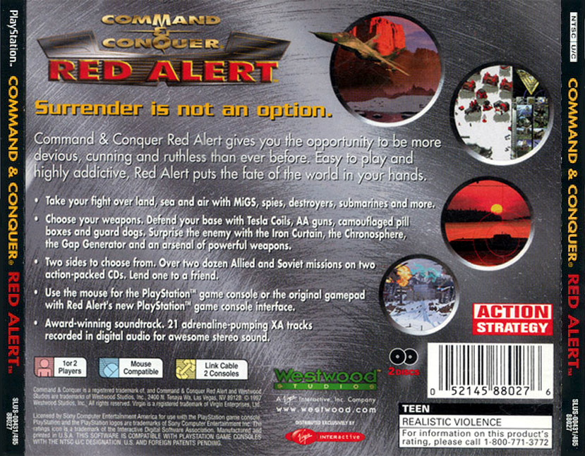 Contraportada de Command and Conquer Red Alert · US