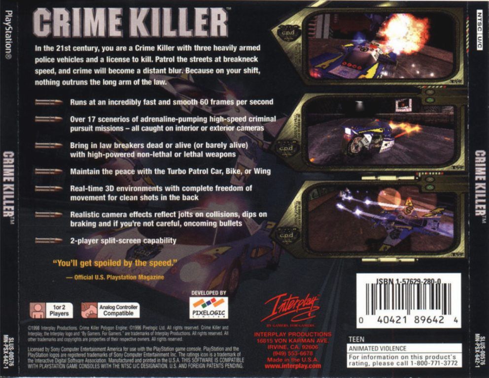 Contraportada de Crime Killer · US