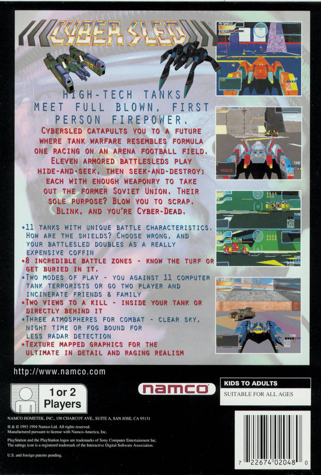 Contraportada de Cyber Sled · US