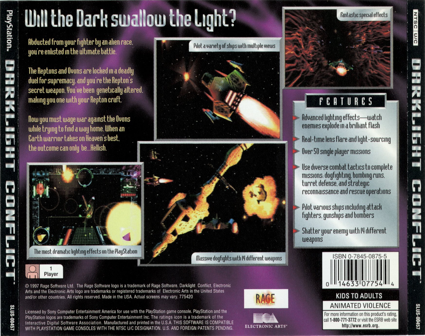 Contraportada de Darklight Conflict · US