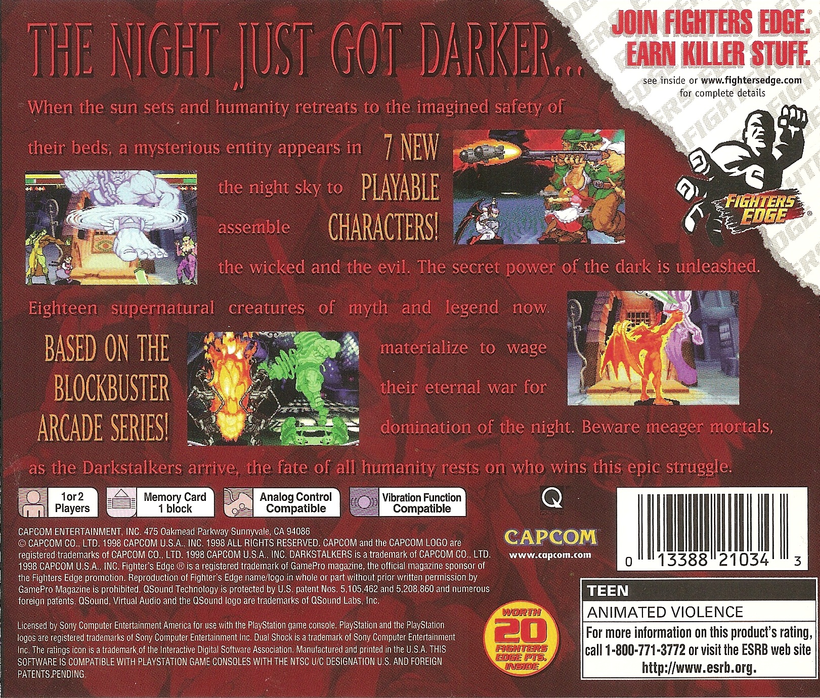 Contraportada de Darkstalkers 3 · US