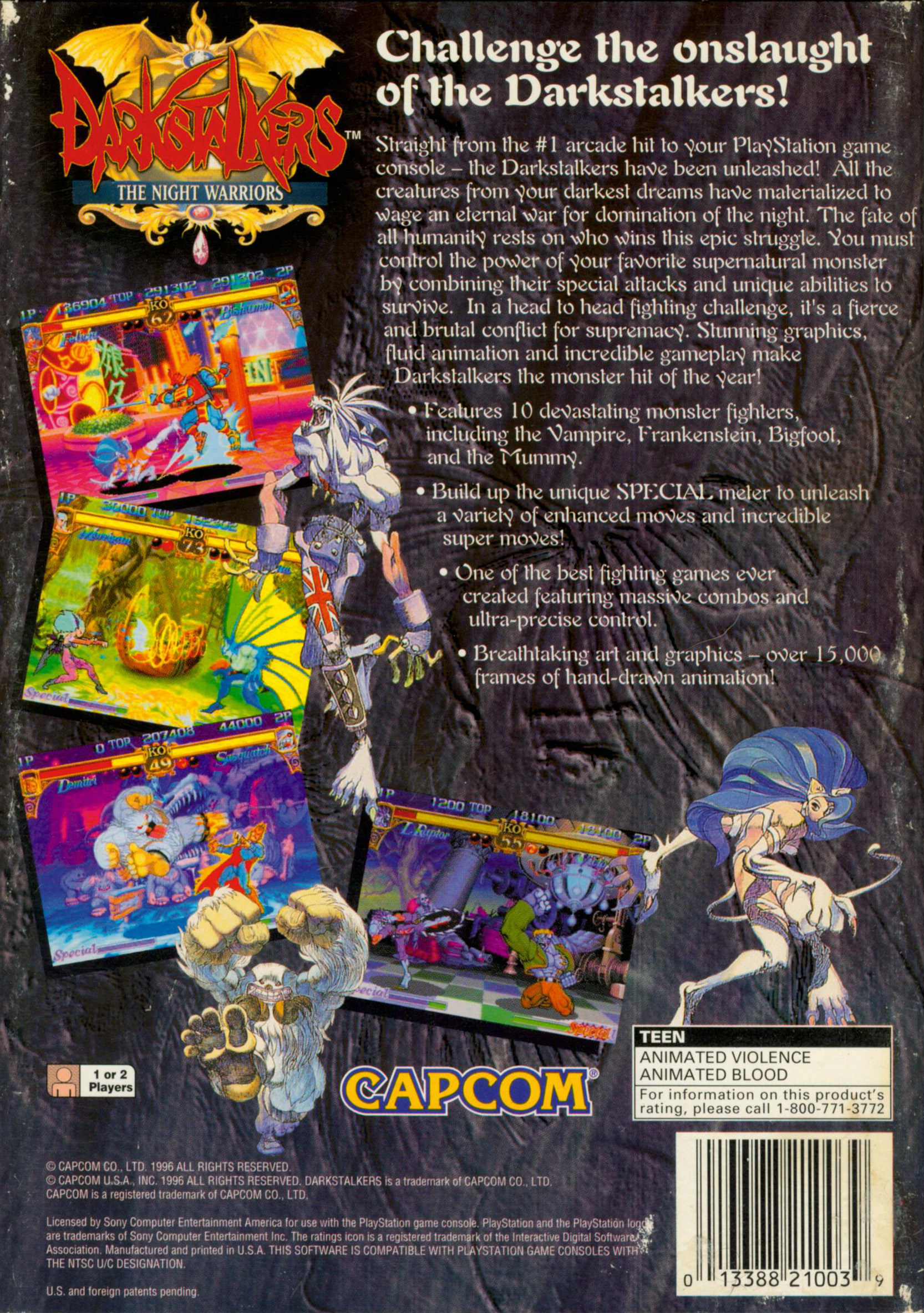 Contraportada de Darkstalkers The Night Warriors · US