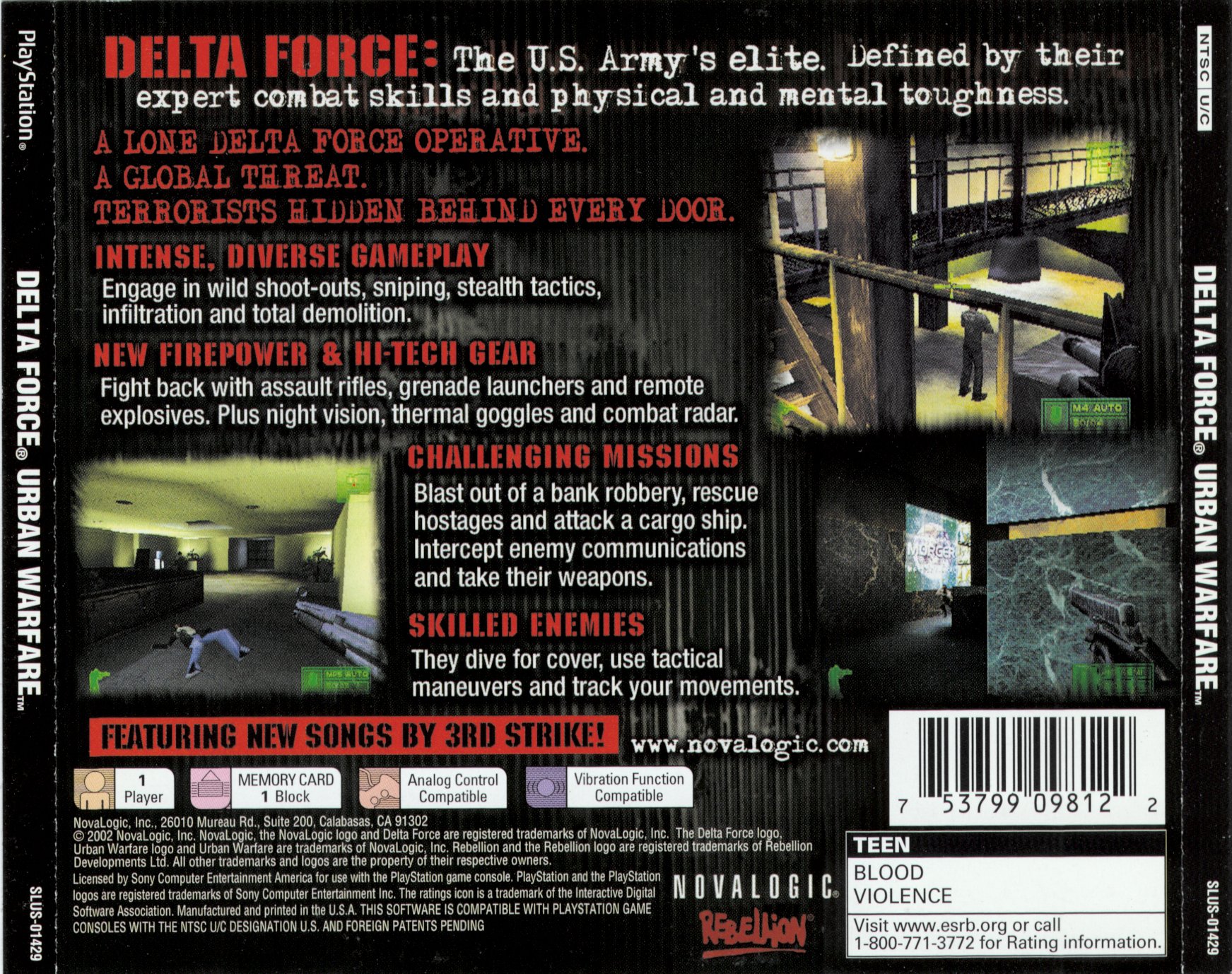 Contraportada de Delta Force Urban Warfare · US