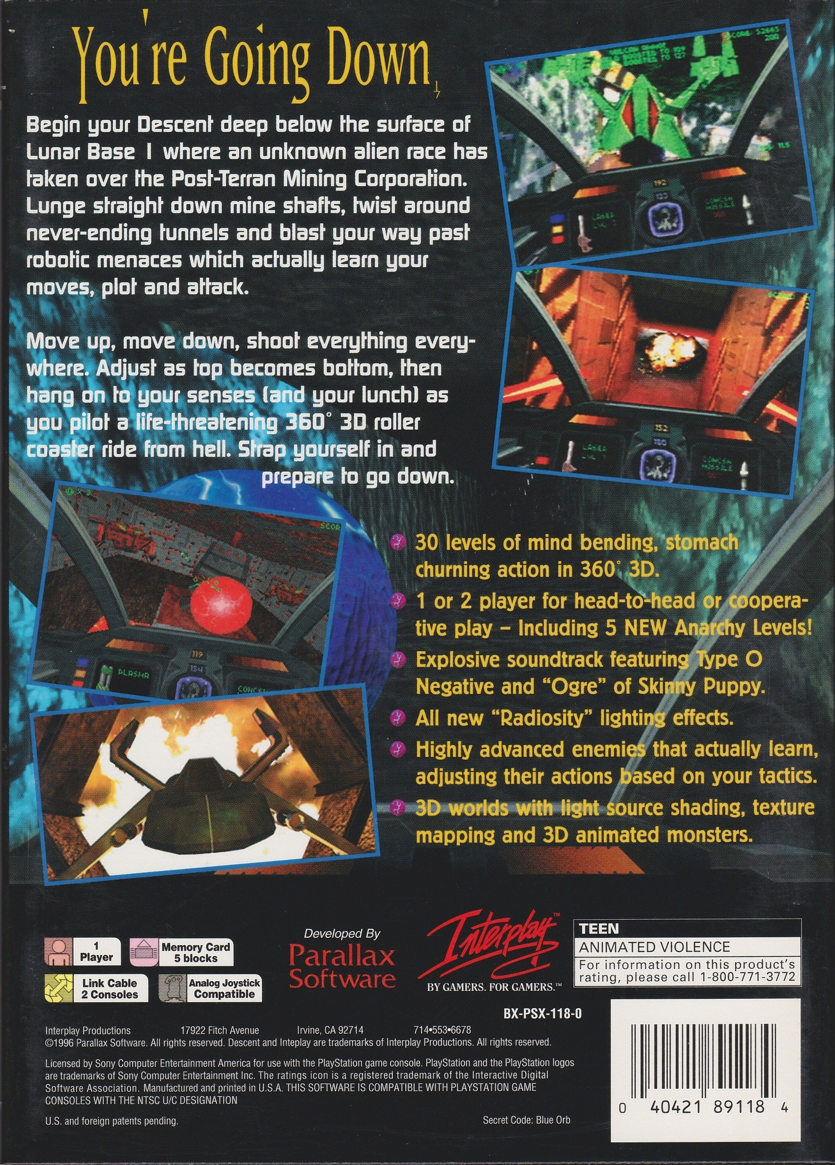 Contraportada de Descent · US