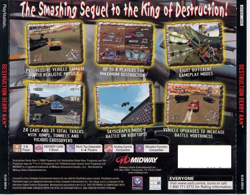 Contraportada de Destruction Derby Raw · US