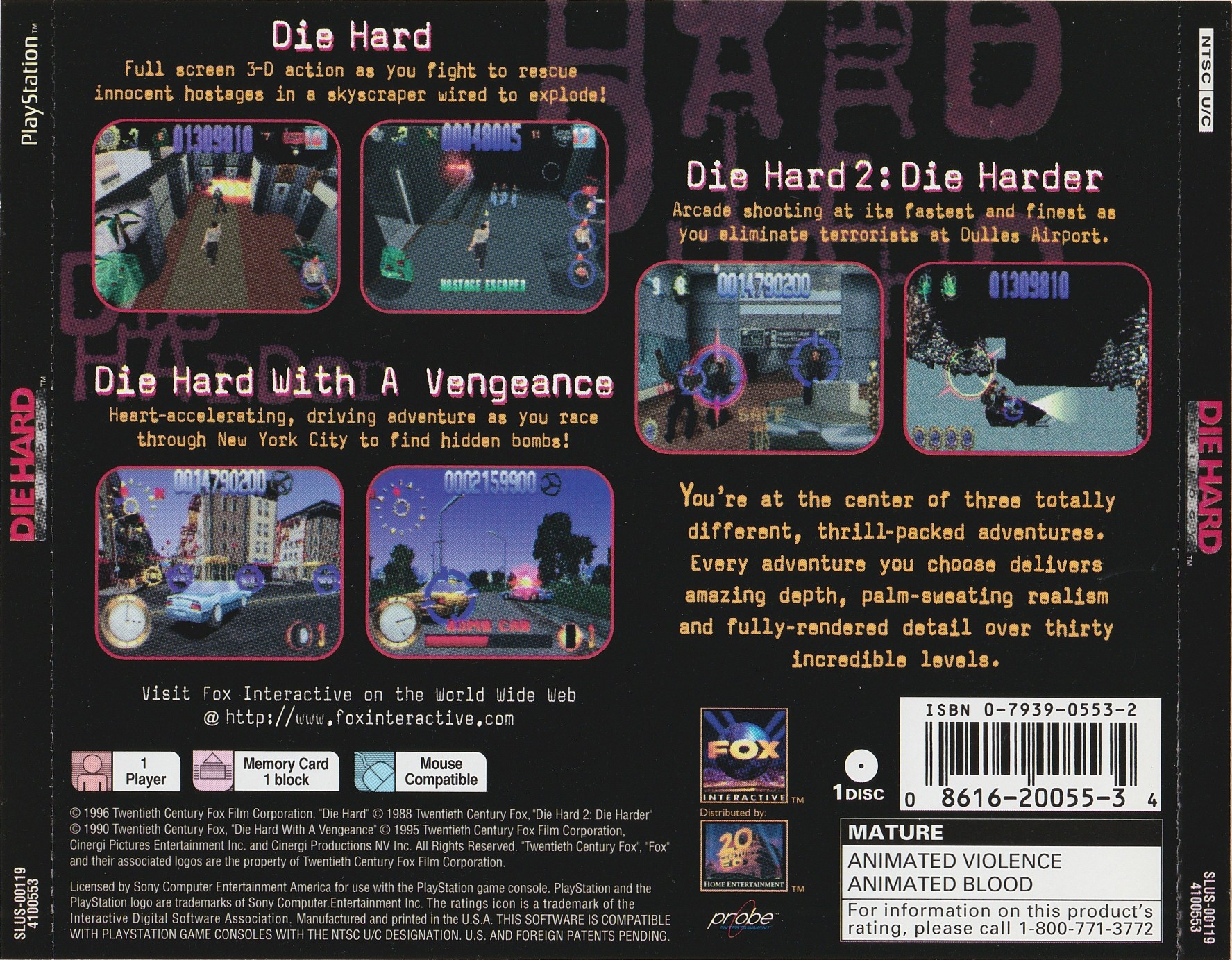 Contraportada de Die Hard Trilogy · US