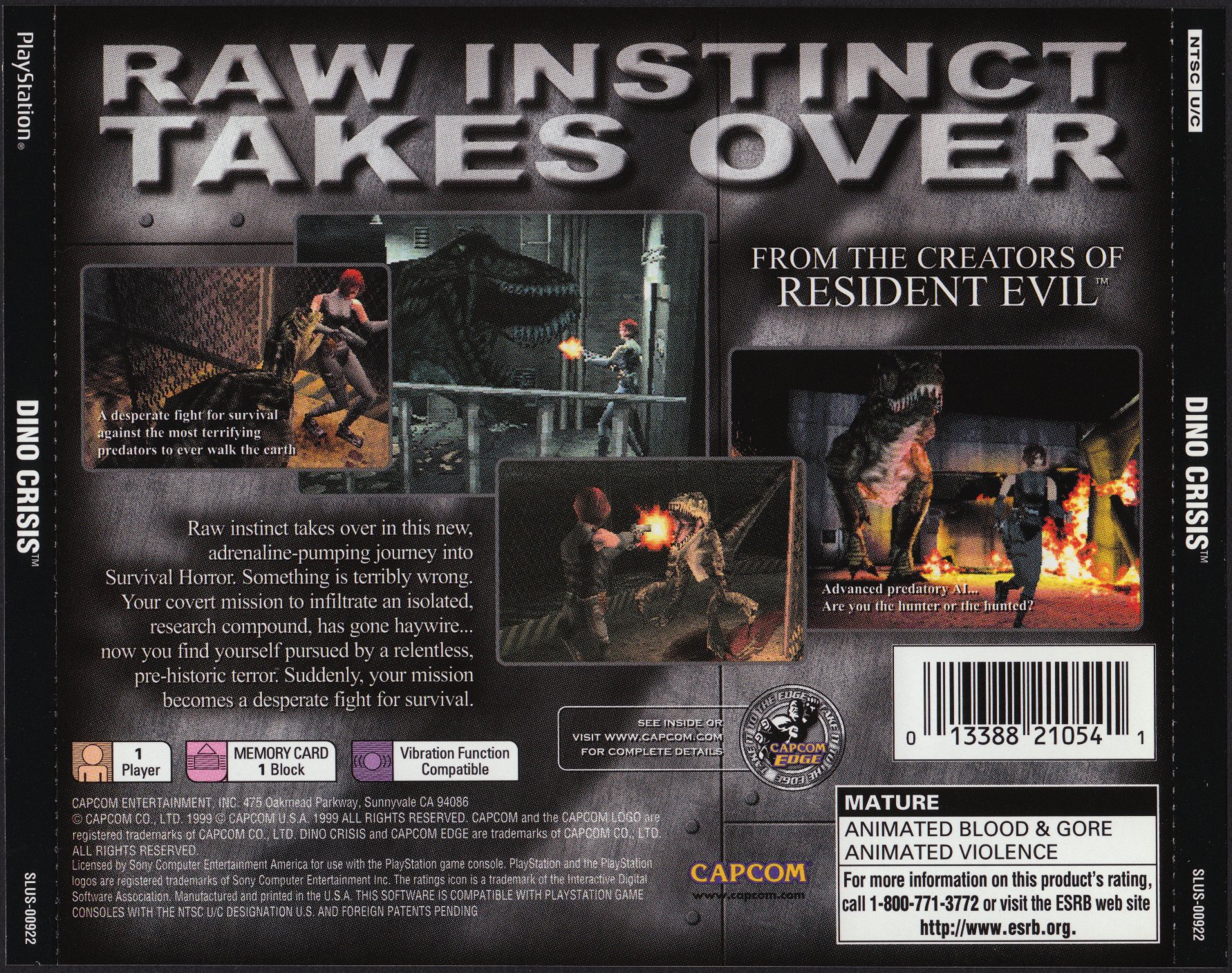 Contraportada de Dino Crisis · US