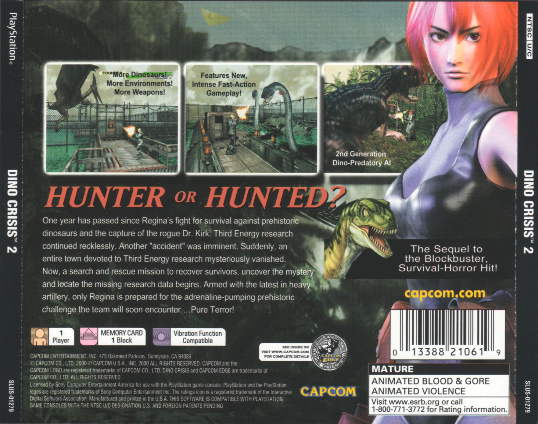 Contraportada de Dino Crisis 2 · US