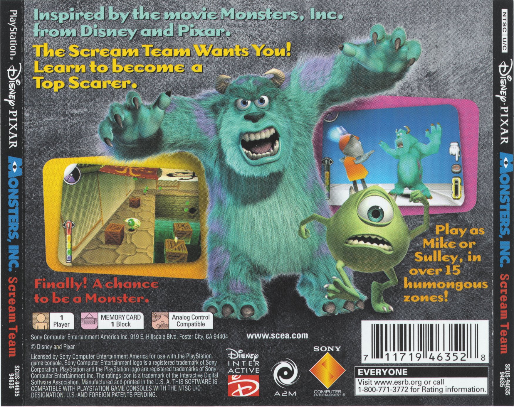 Contraportada de Disney / Pixar - Monsters Inc. - Scream Team · US