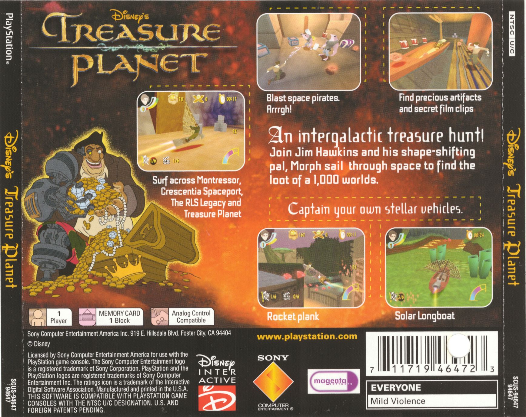 Contraportada de Treasure Planet · US
