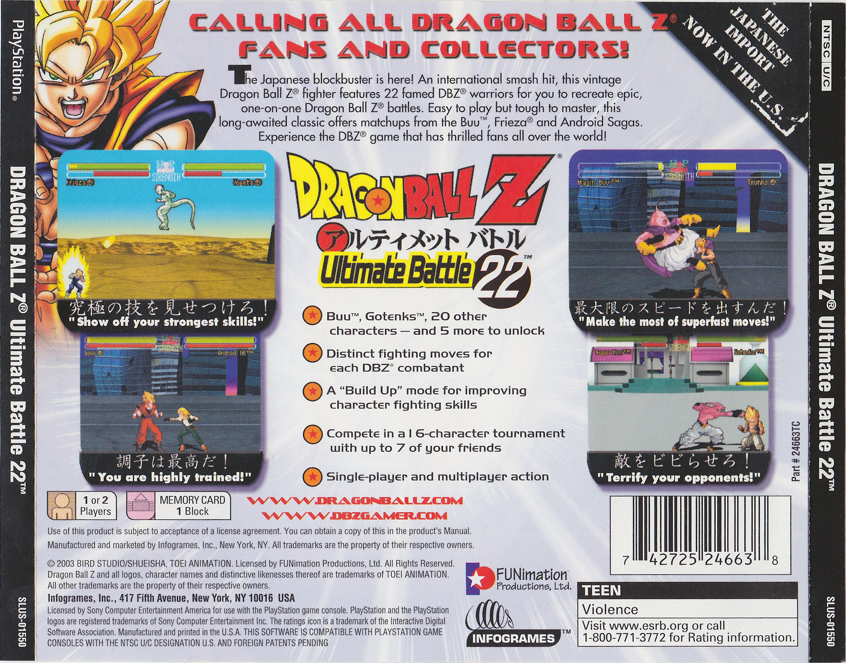 Contraportada de Dragon Ball Z Ultimate Battle 22 · US