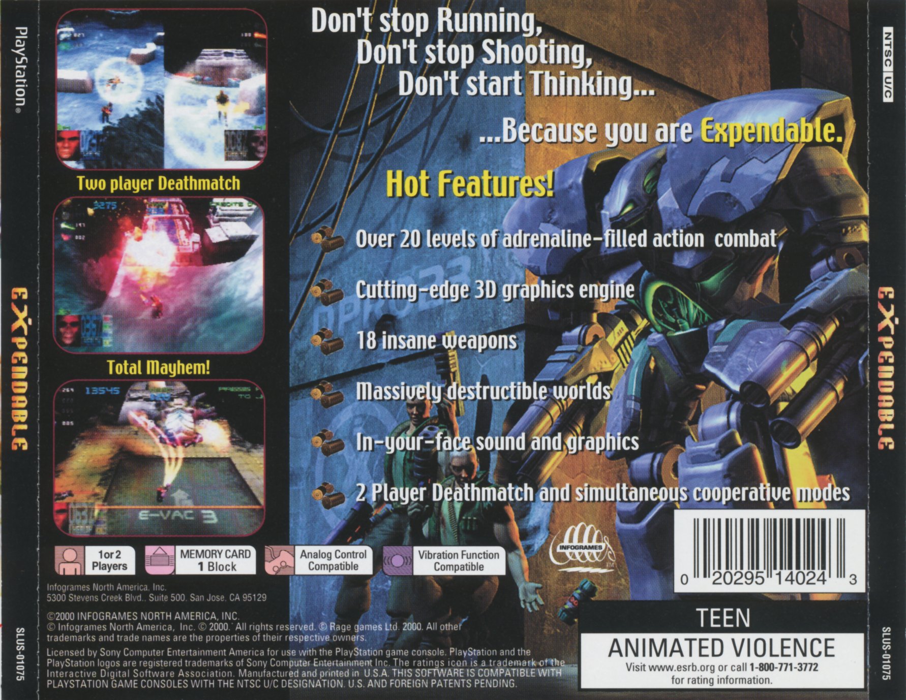 Contraportada de Expendable · US