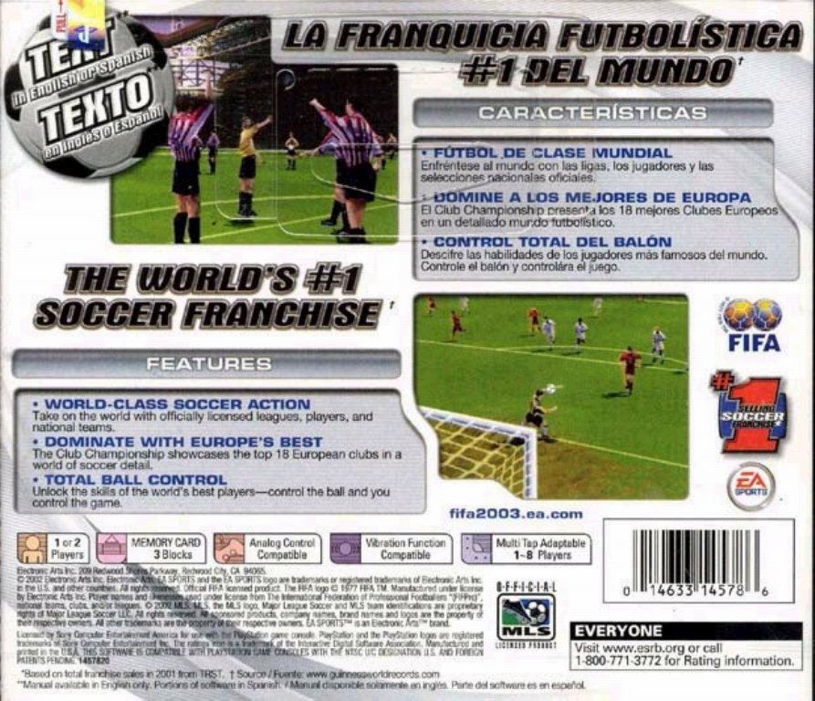 Contraportada de FIFA 2003 · US
