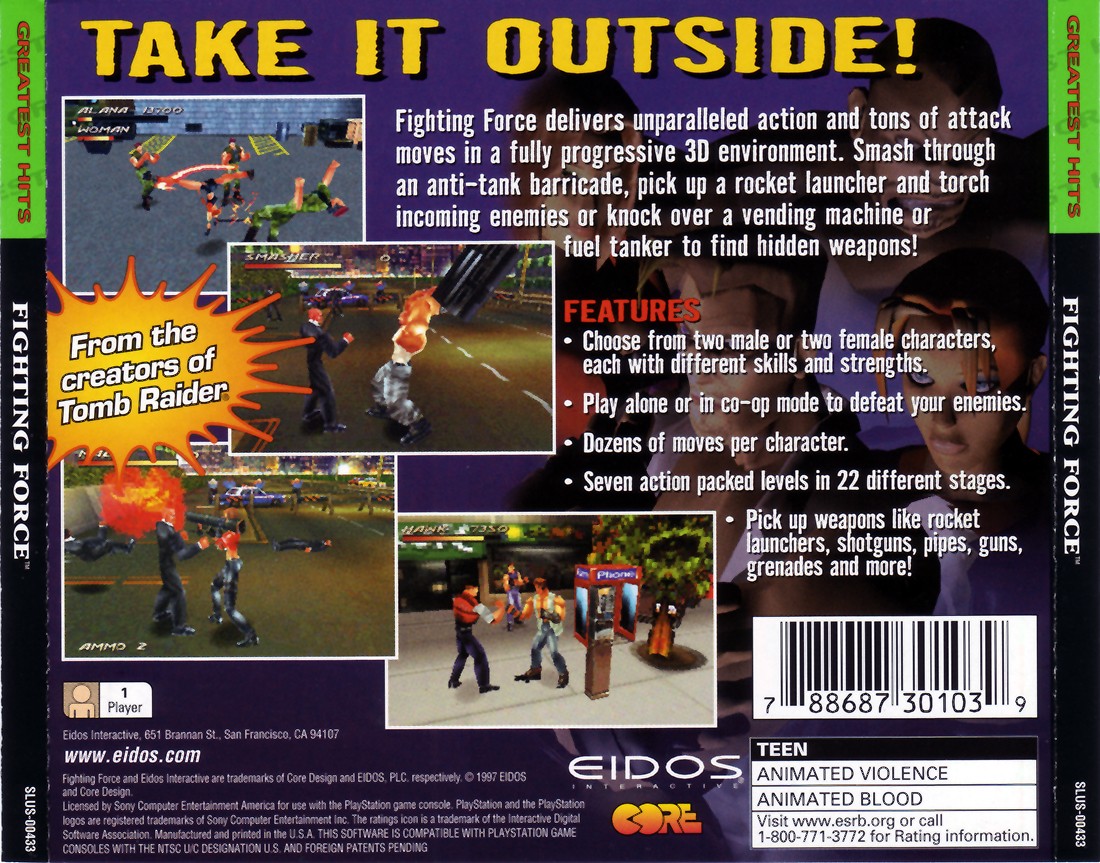 Contraportada · Greatest Hits de Fighting Force · US