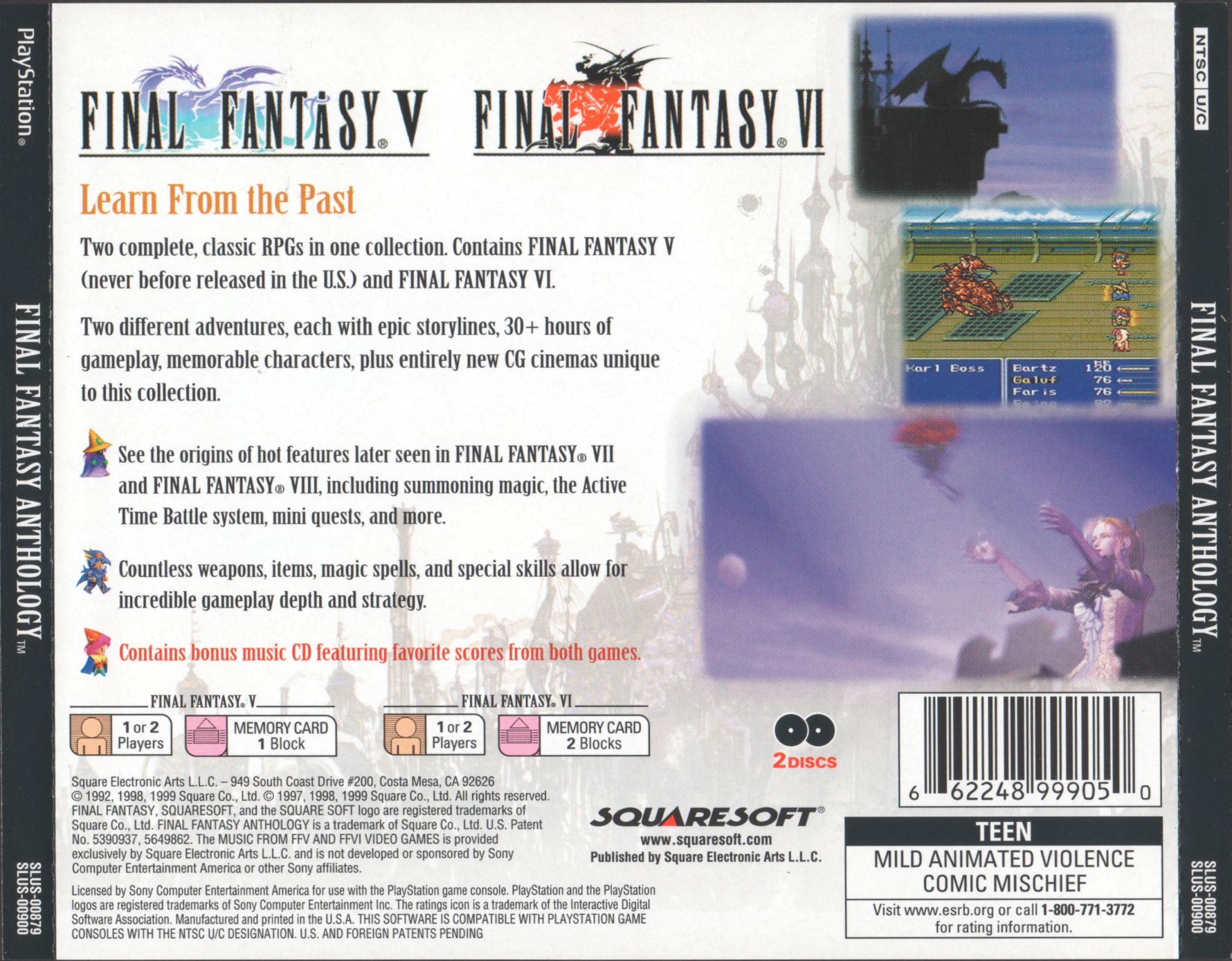 Contraportada de Final Fantasy Anthology · US
