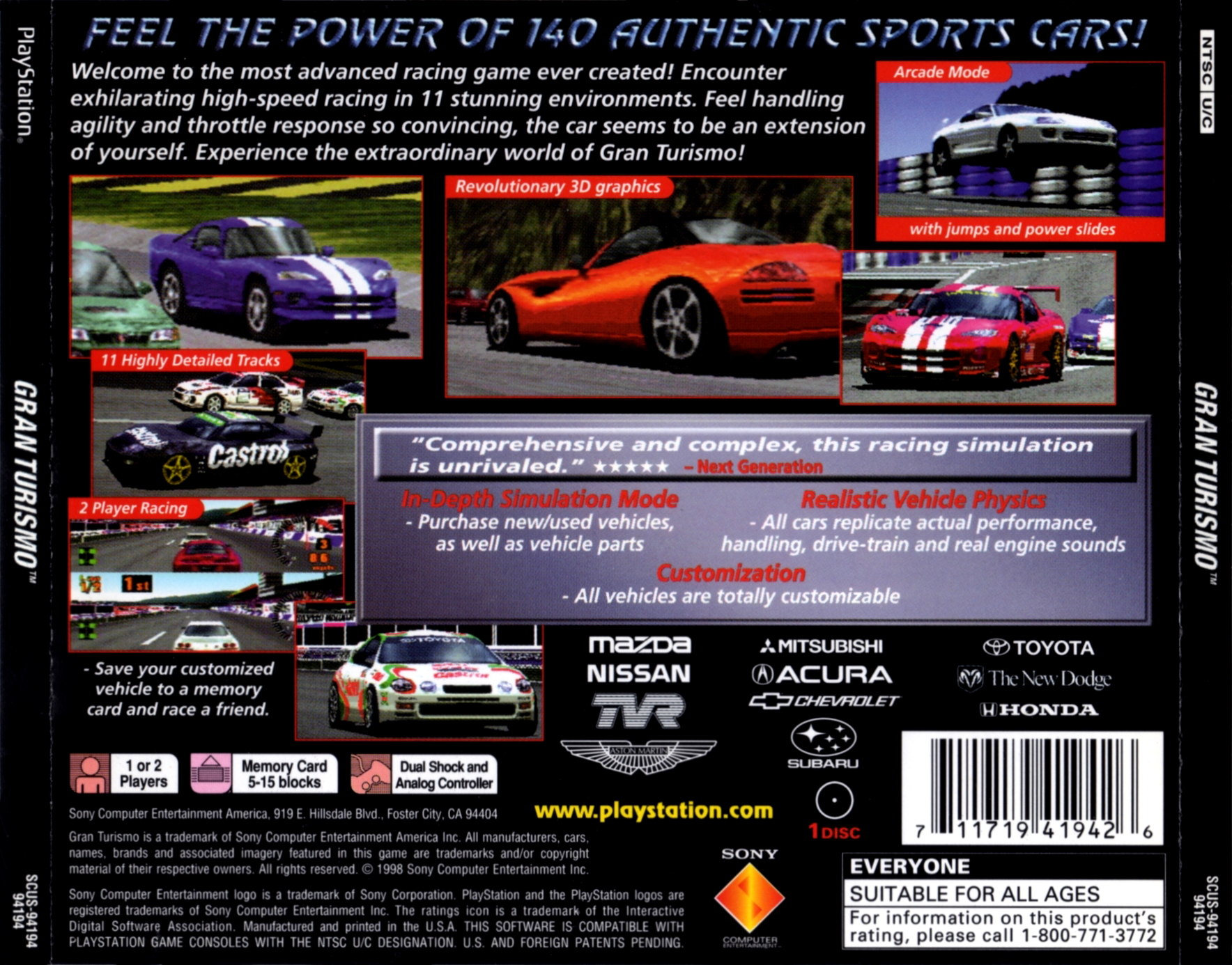 Contraportada de Gran Turismo · US