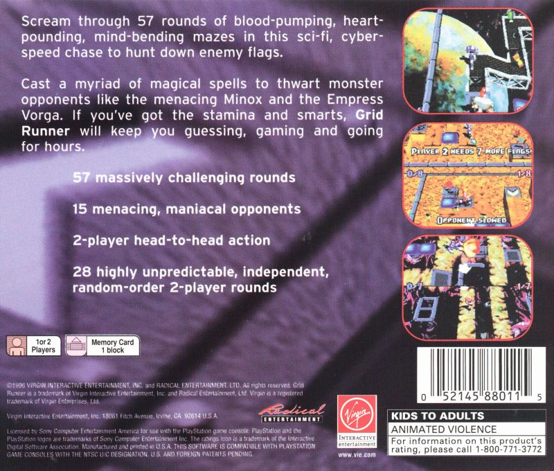 Contraportada de Grid Runner · US