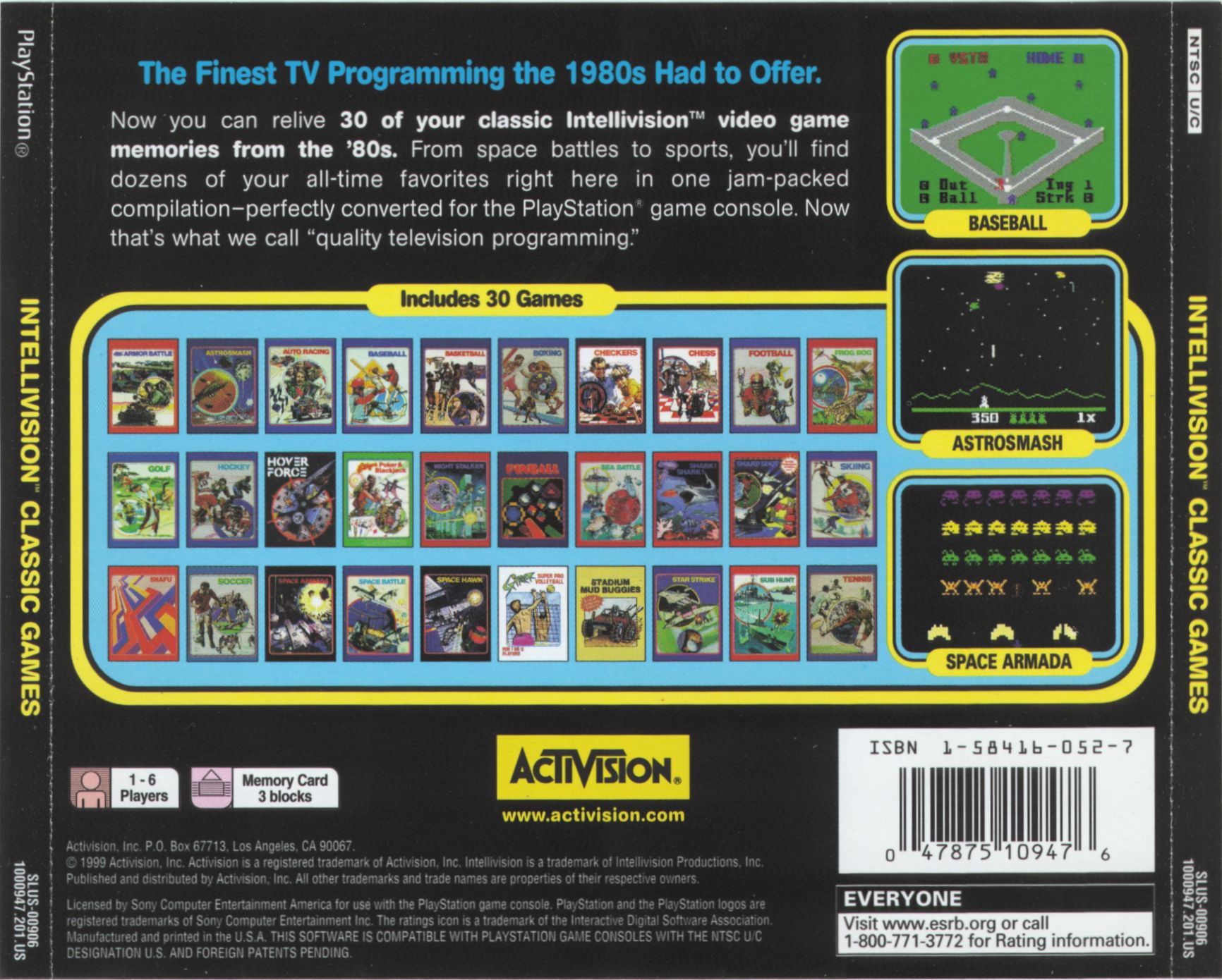 Contraportada de Intellivision Classic Games · US