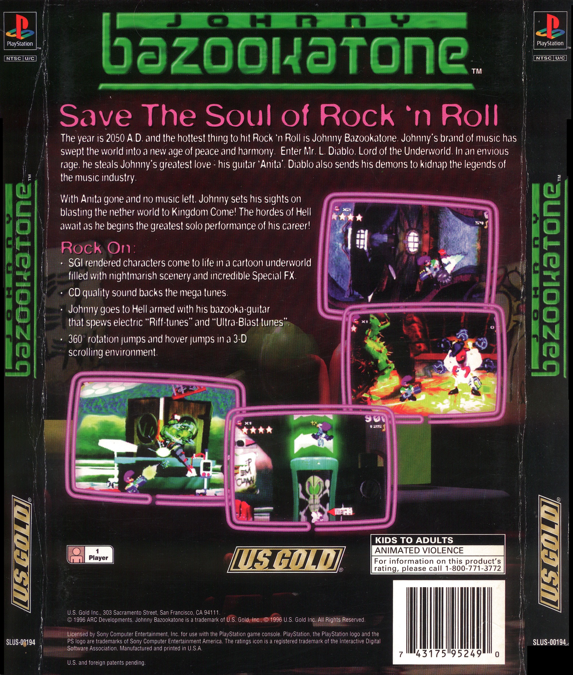 Contraportada de Johnny Bazookatone · US