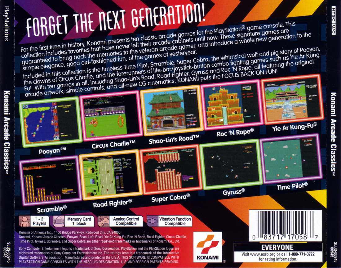 Contraportada de Konami Arcade Classics · US