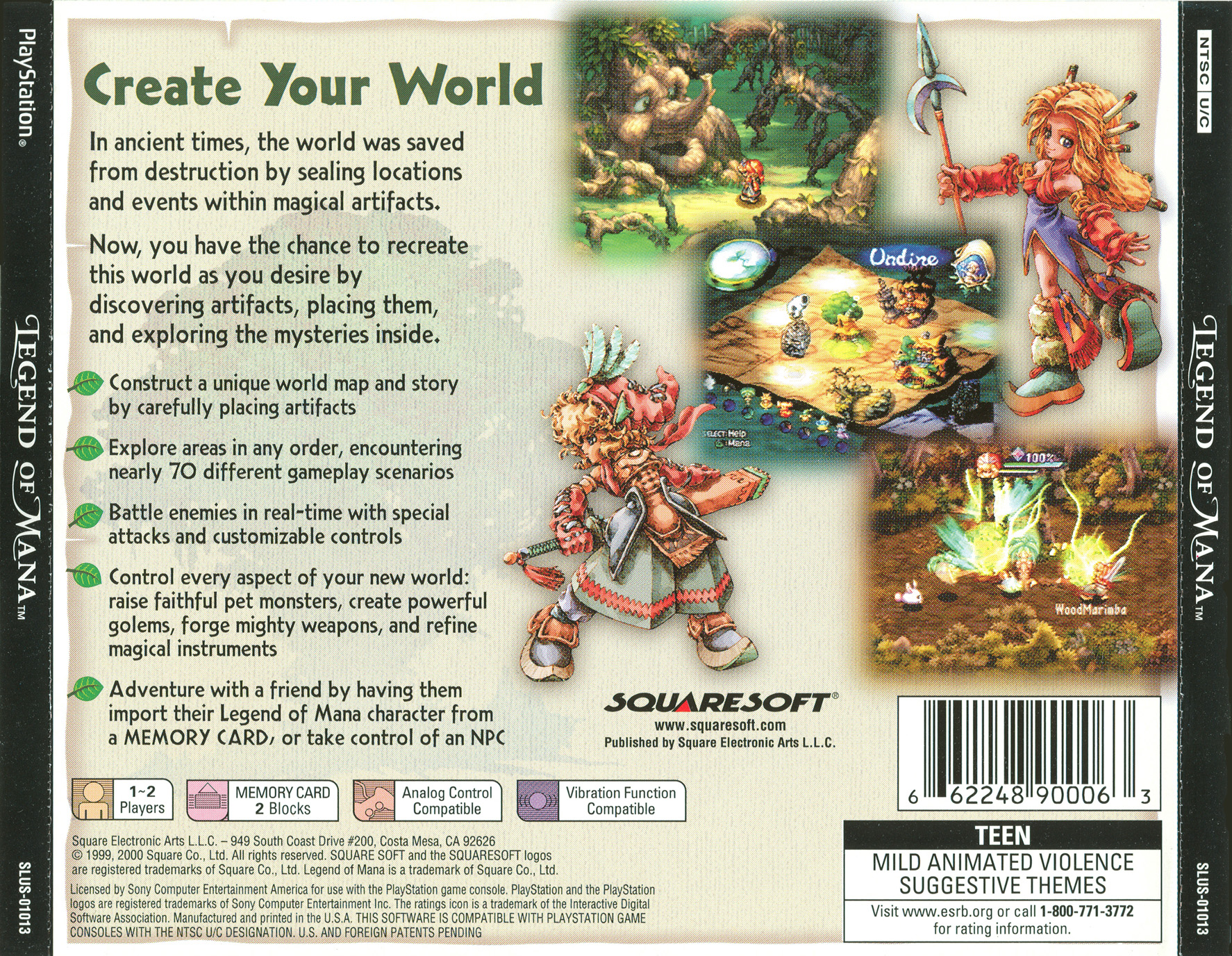 Contraportada de Legend of Mana · US