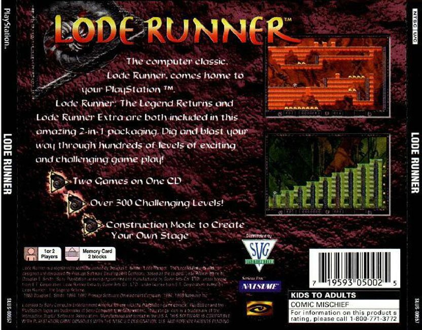 Contraportada de Lode Runner · US