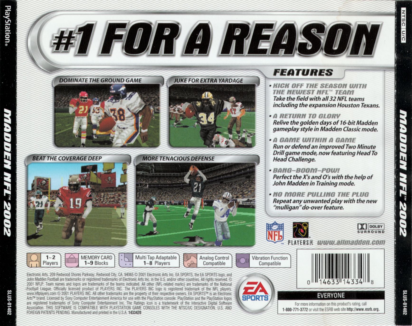 Contraportada de Madden 2002 · US
