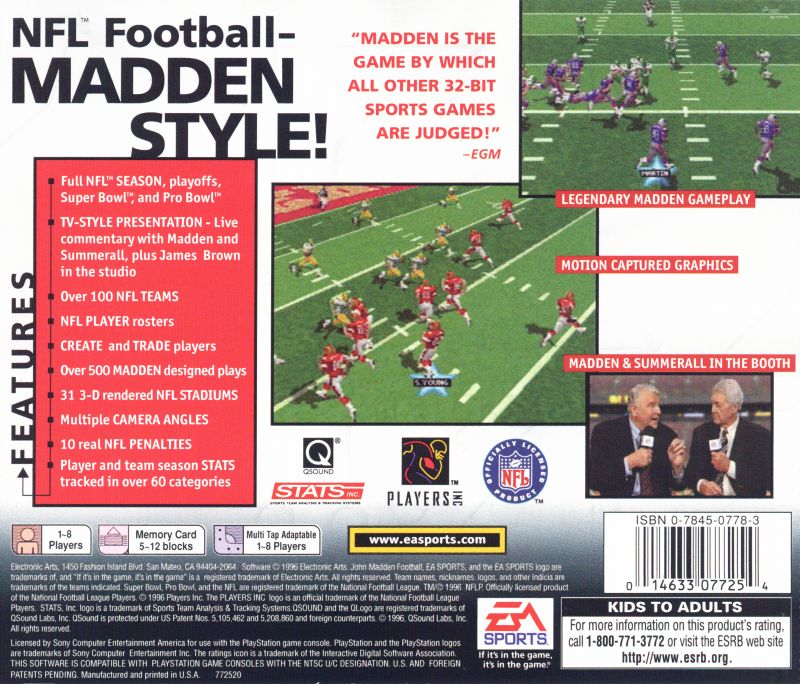 Contraportada de Madden 97 · US