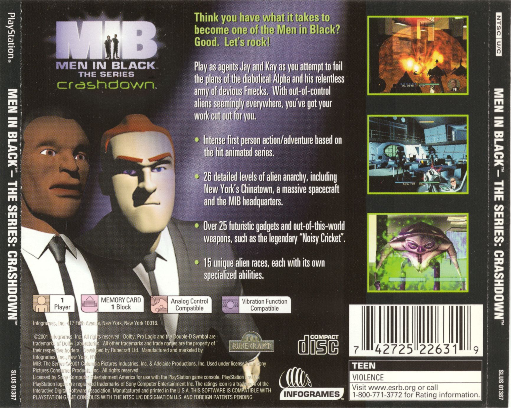 Contraportada de Men in Black the Series Crashdown · US