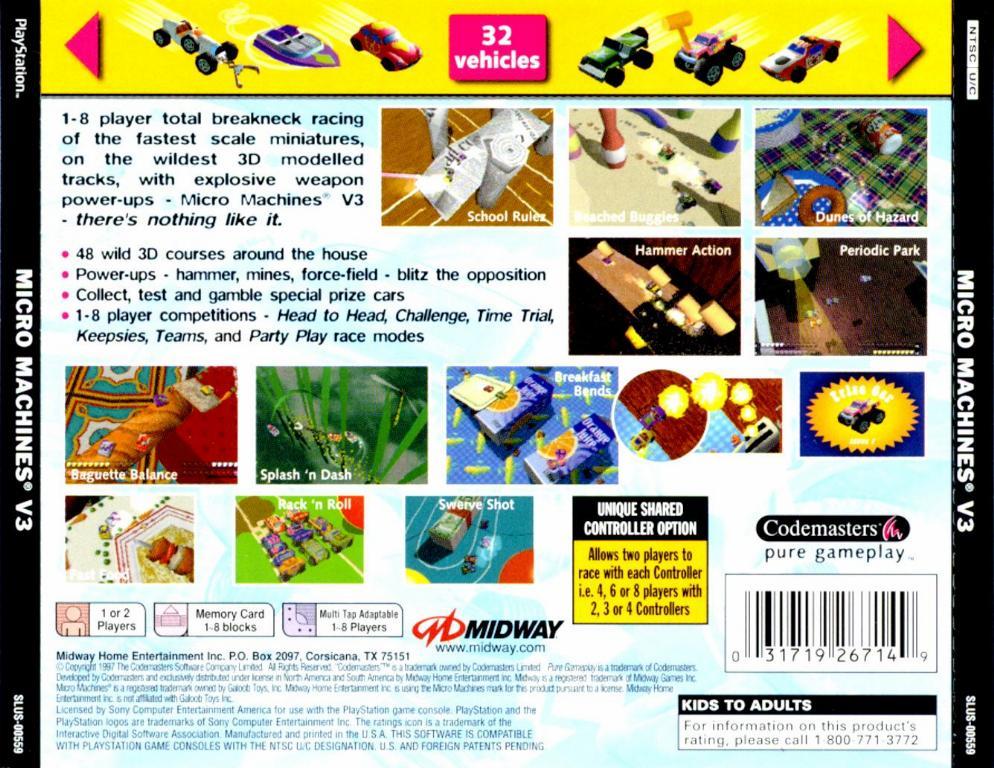 Contraportada de Micro Machines V3 · US