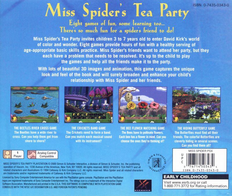 Contraportada de Miss Spiders Tea Party · US