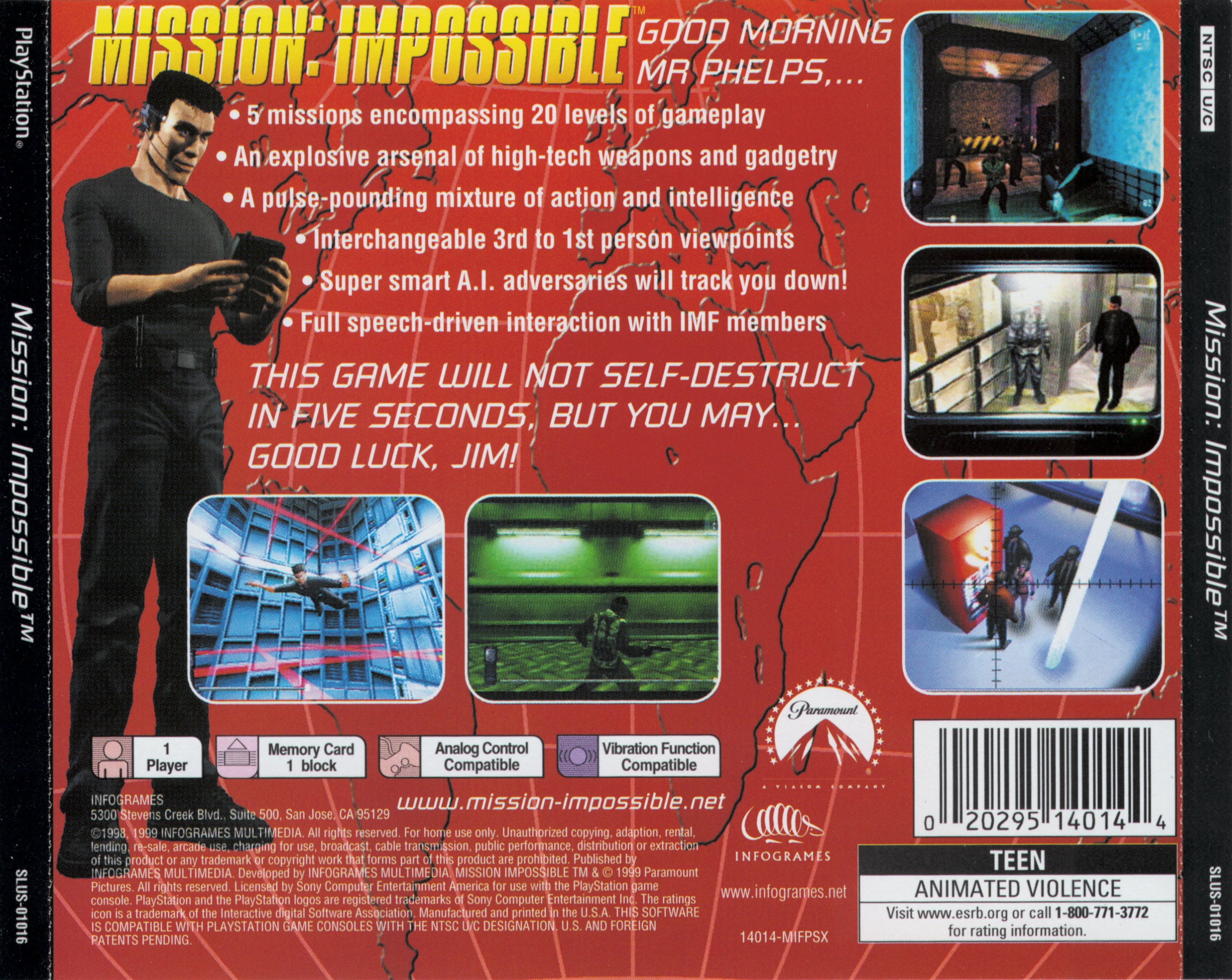 Contraportada de Mission Impossible · US