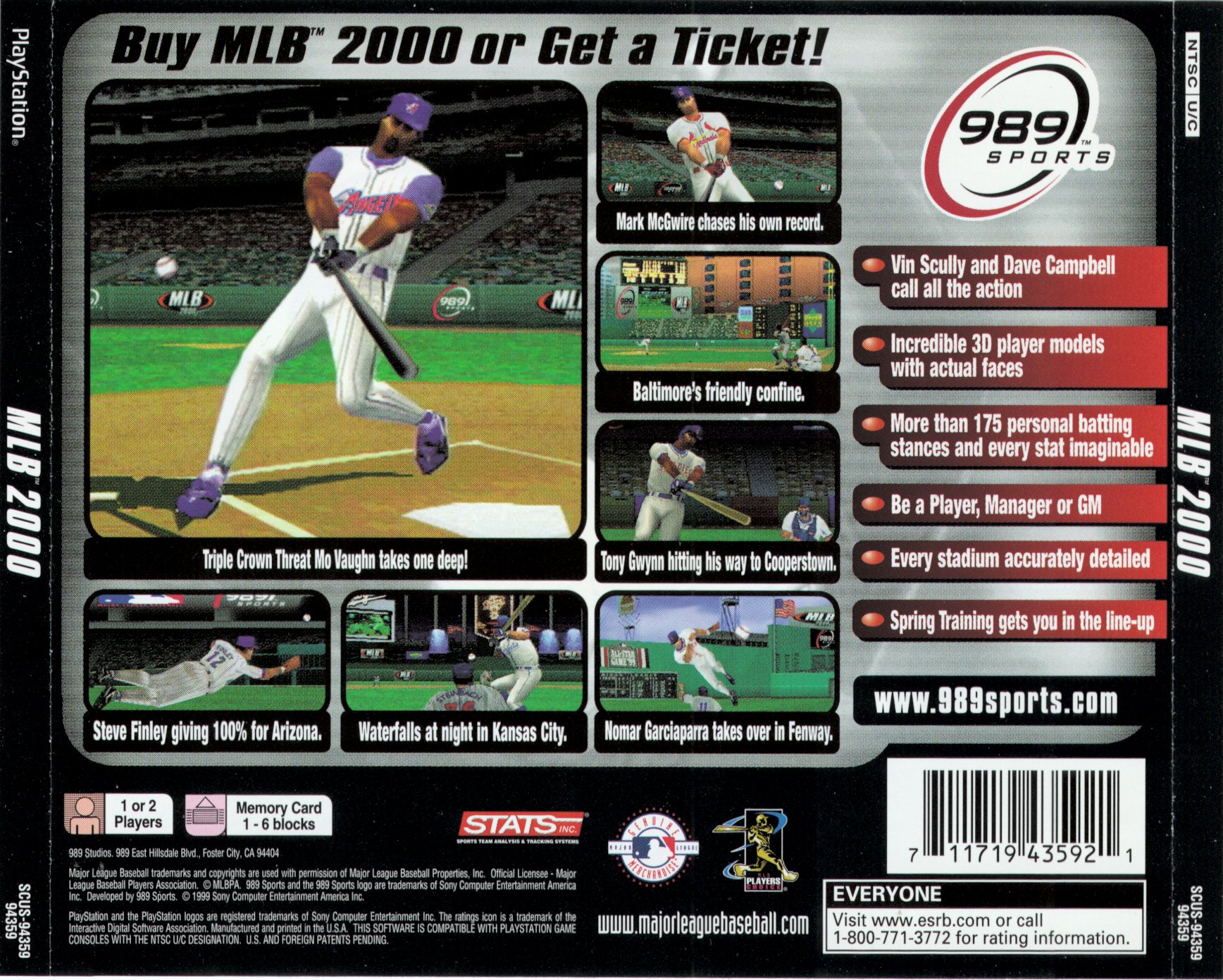 Contraportada de MLB 2000 · US