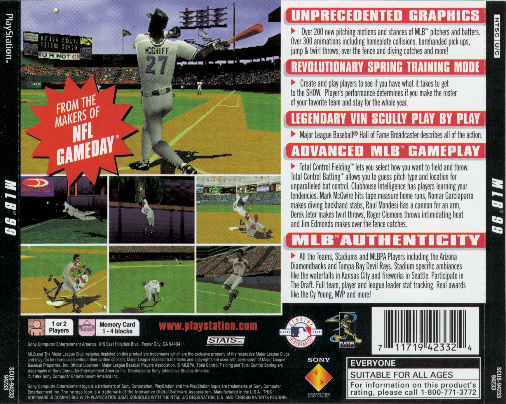 Contraportada de MLB 99 · US