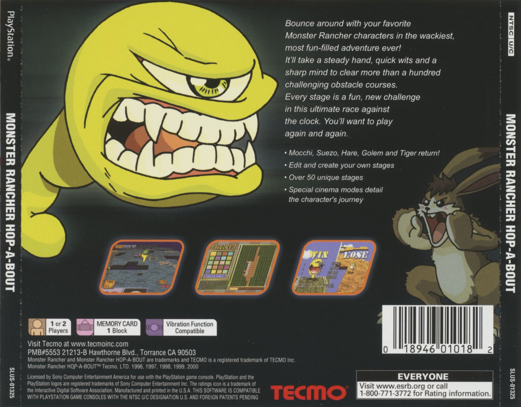 Contraportada de Monster Rancher Hop-A-Bout · US