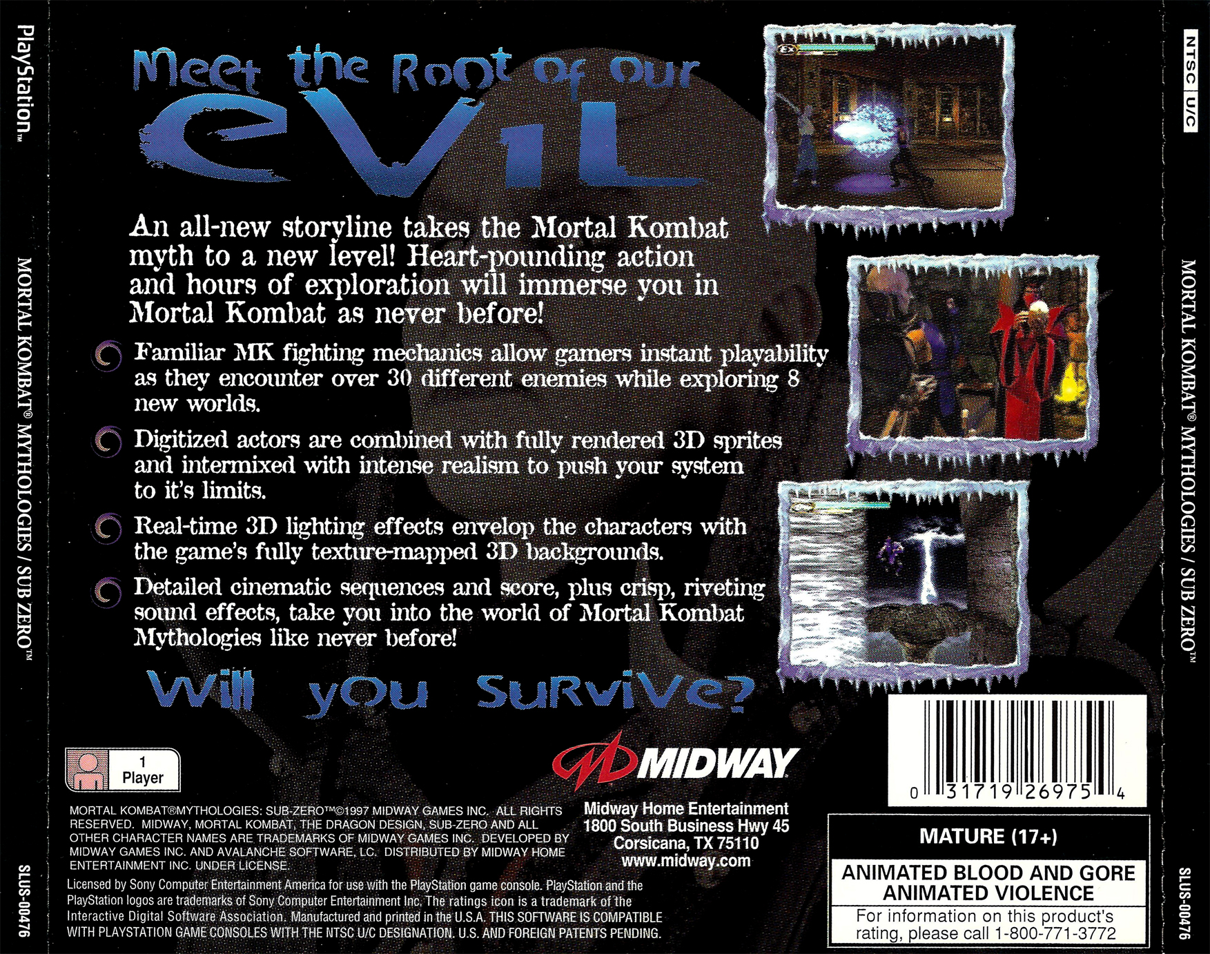 Contraportada de Mortal Kombat Mythologies: Sub-Zero · US