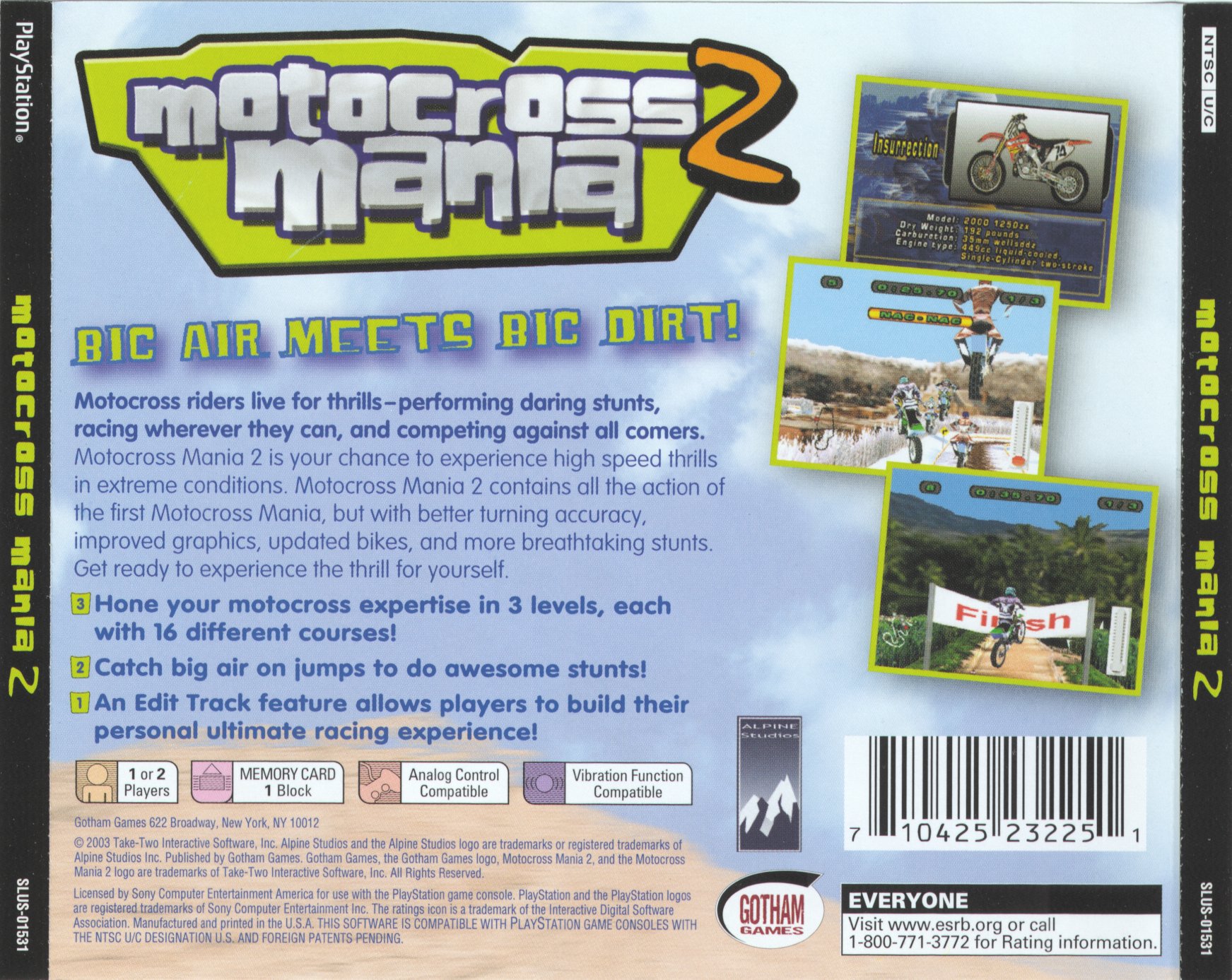 Contraportada de Motocross Mania 2 · US