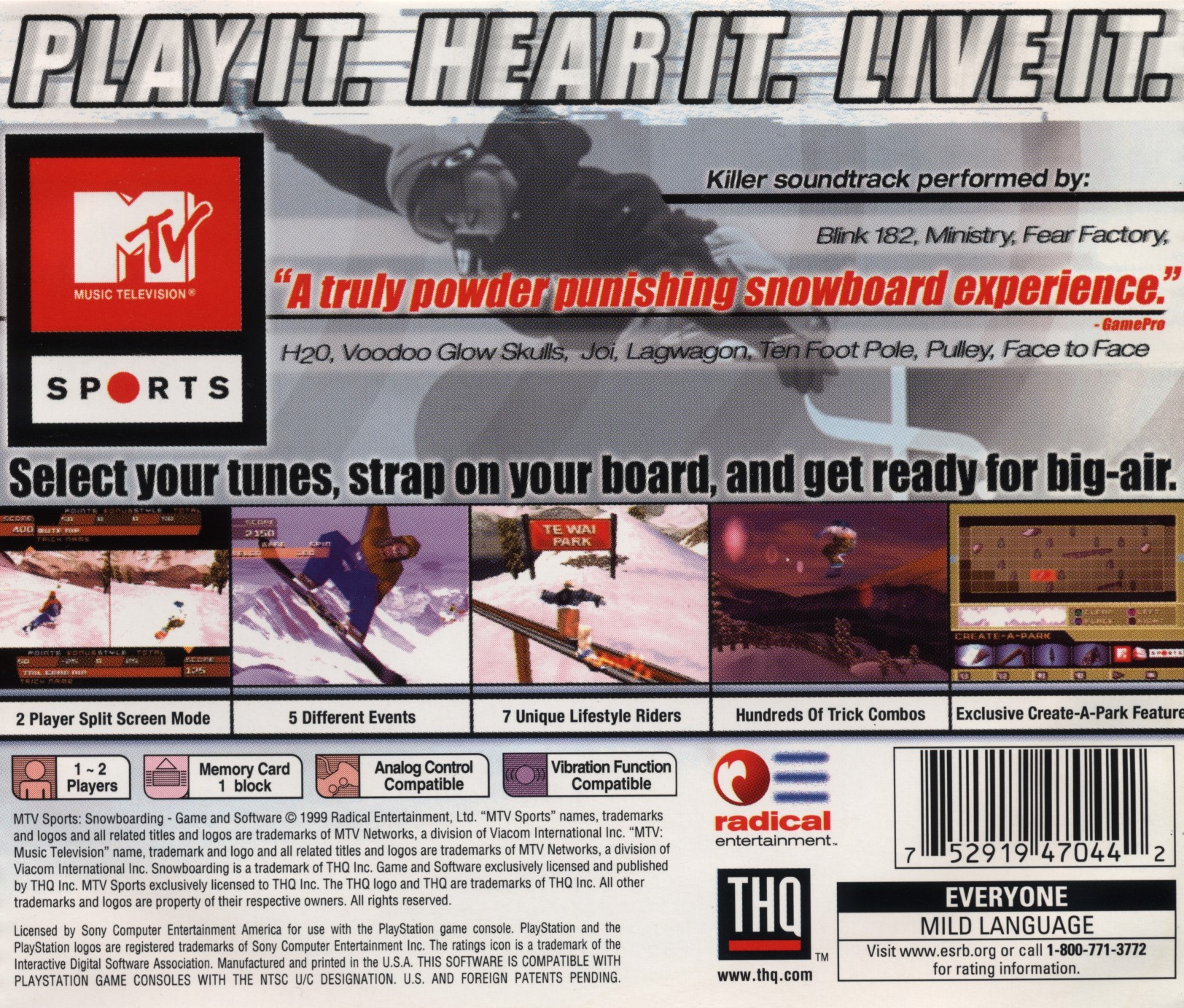 Contraportada de MTV Sports Snowboarding · US